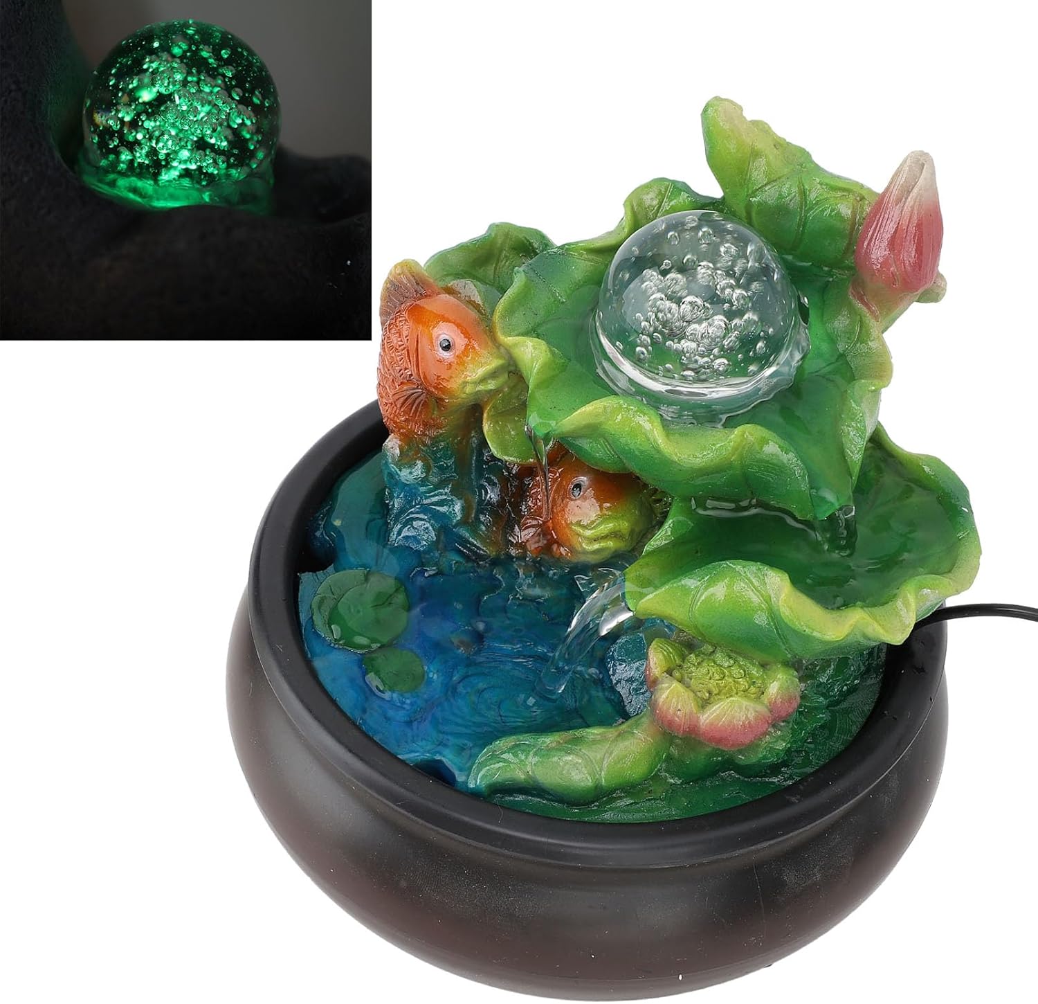 USB Tabletop Fountain with LED Lights and Adjustable Flow