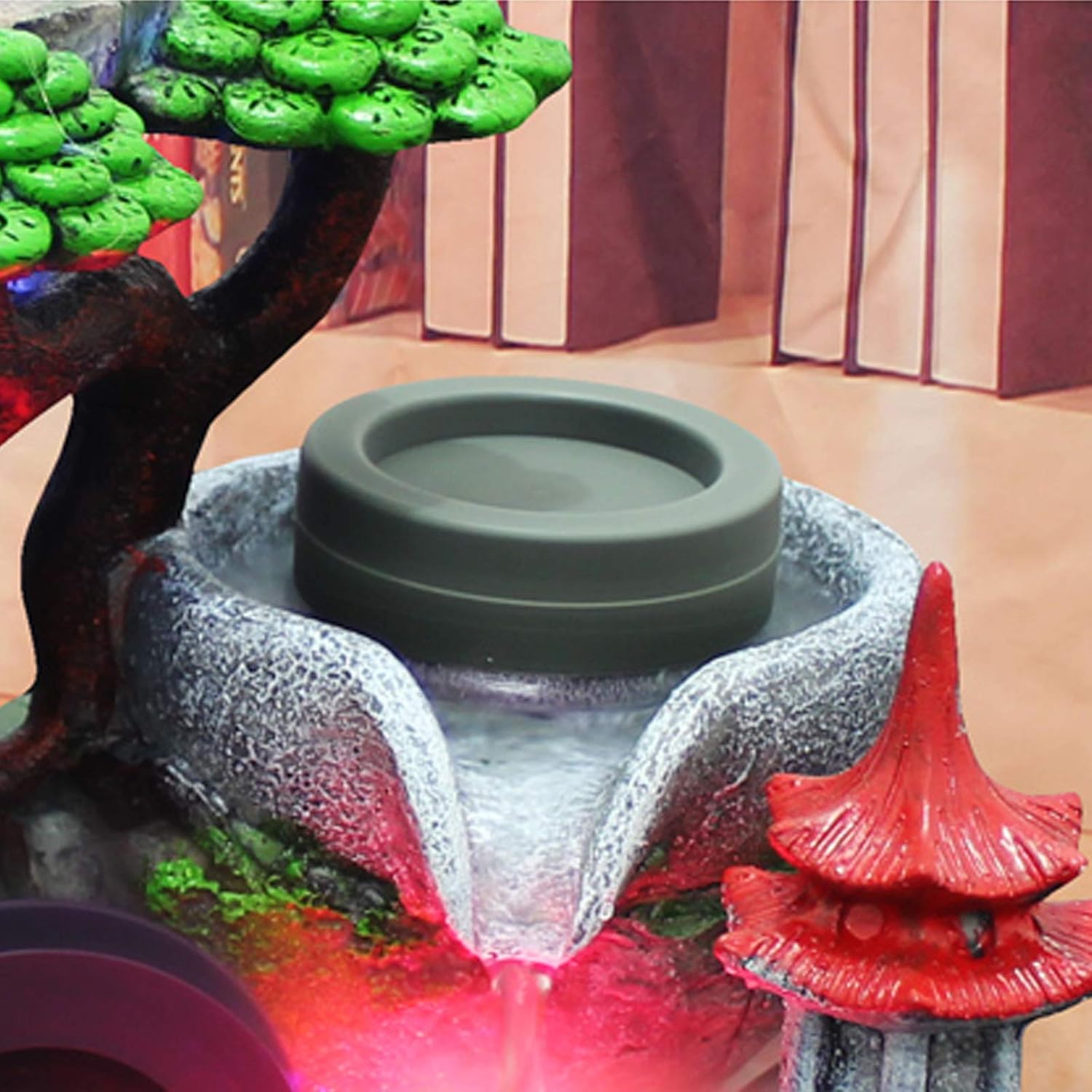 KONGKUNI Tabletop Waterfall Fountain with LED Light and Pump