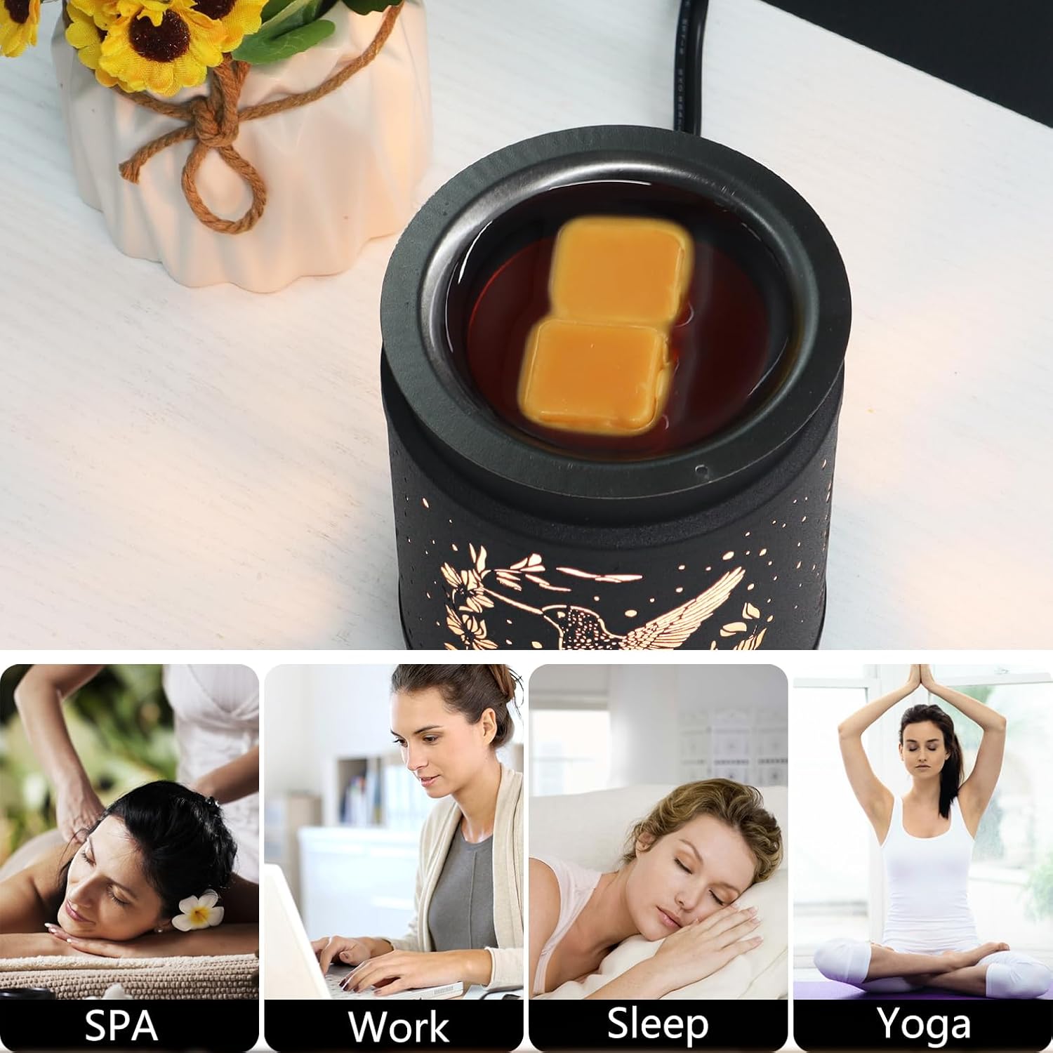 Hummingbird Metal Wax Warmer - Electric Candle Oil Melter for Home Fragrance