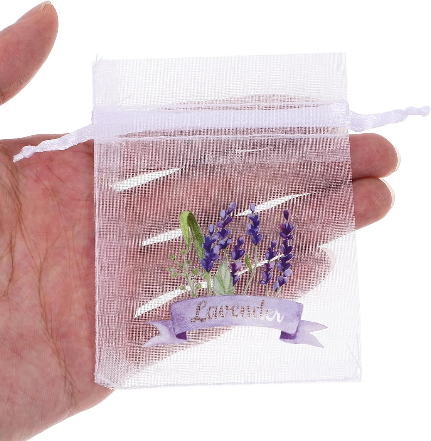 LOGOFUN 20pcs Lavender Sachet Pouch for DIY Crafts Wedding Party Supplies White