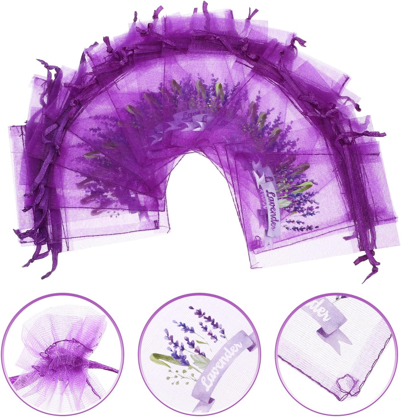 LOGOFUN 20pcs Lavender Sachet Pouches for DIY Crafts Wedding Party Supplies Purple