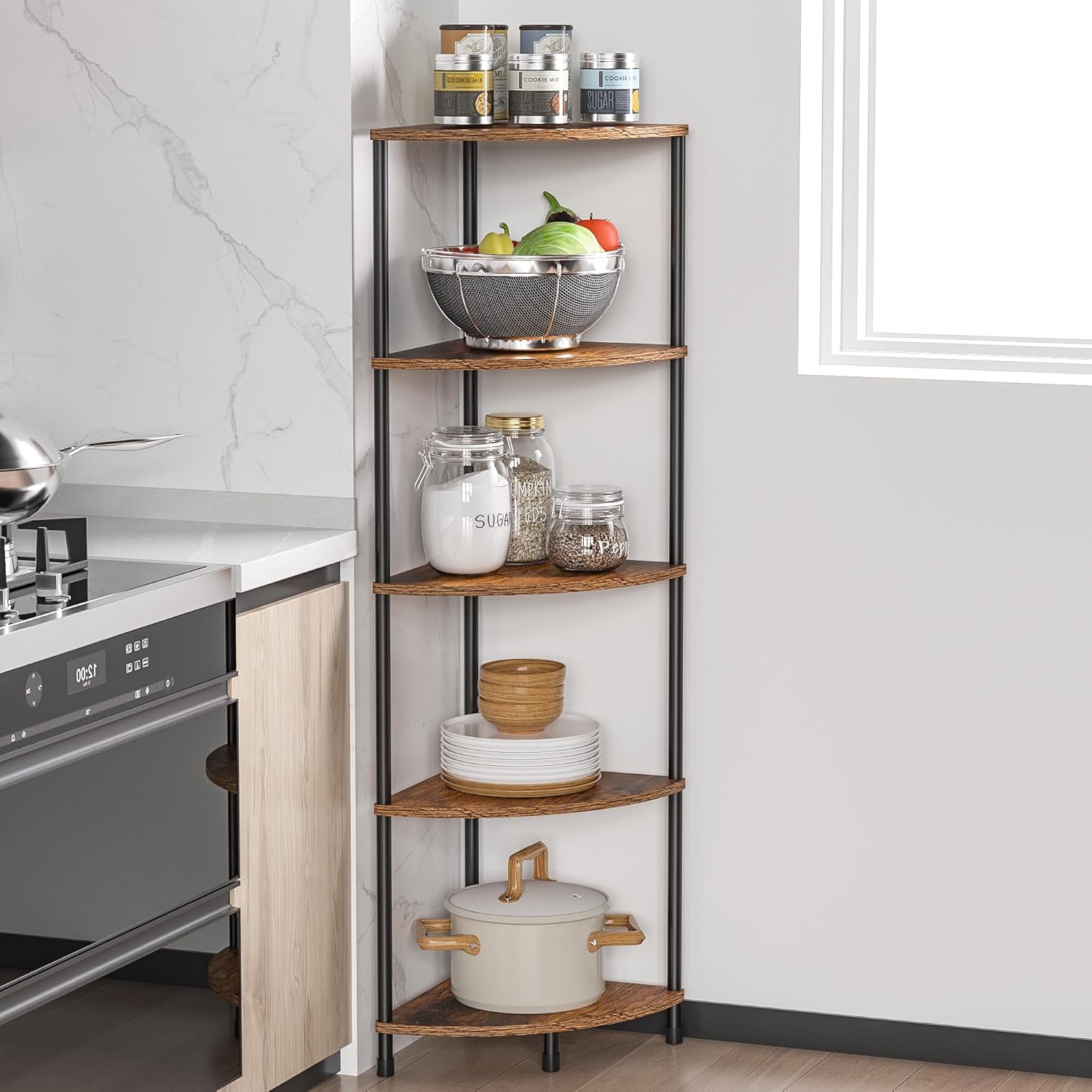 Greatseas 5 Tier Tall Corner Plant Stand Shelf
