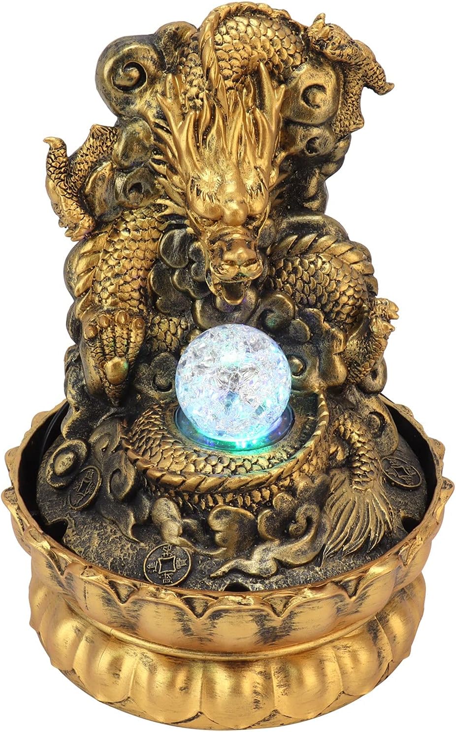 KIMISS Elegant Dragon Statue LED Desktop Water Fountain