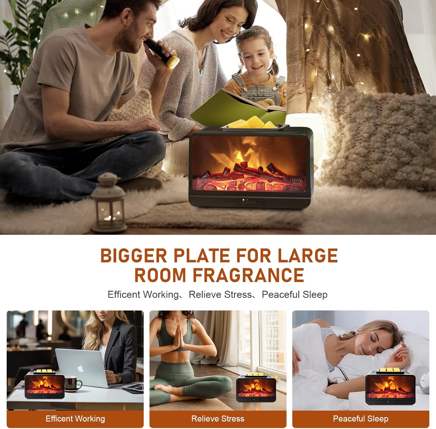 EQUSUPRO Flame Effect Wax Melter Electric Burner with 4 Timer Settings