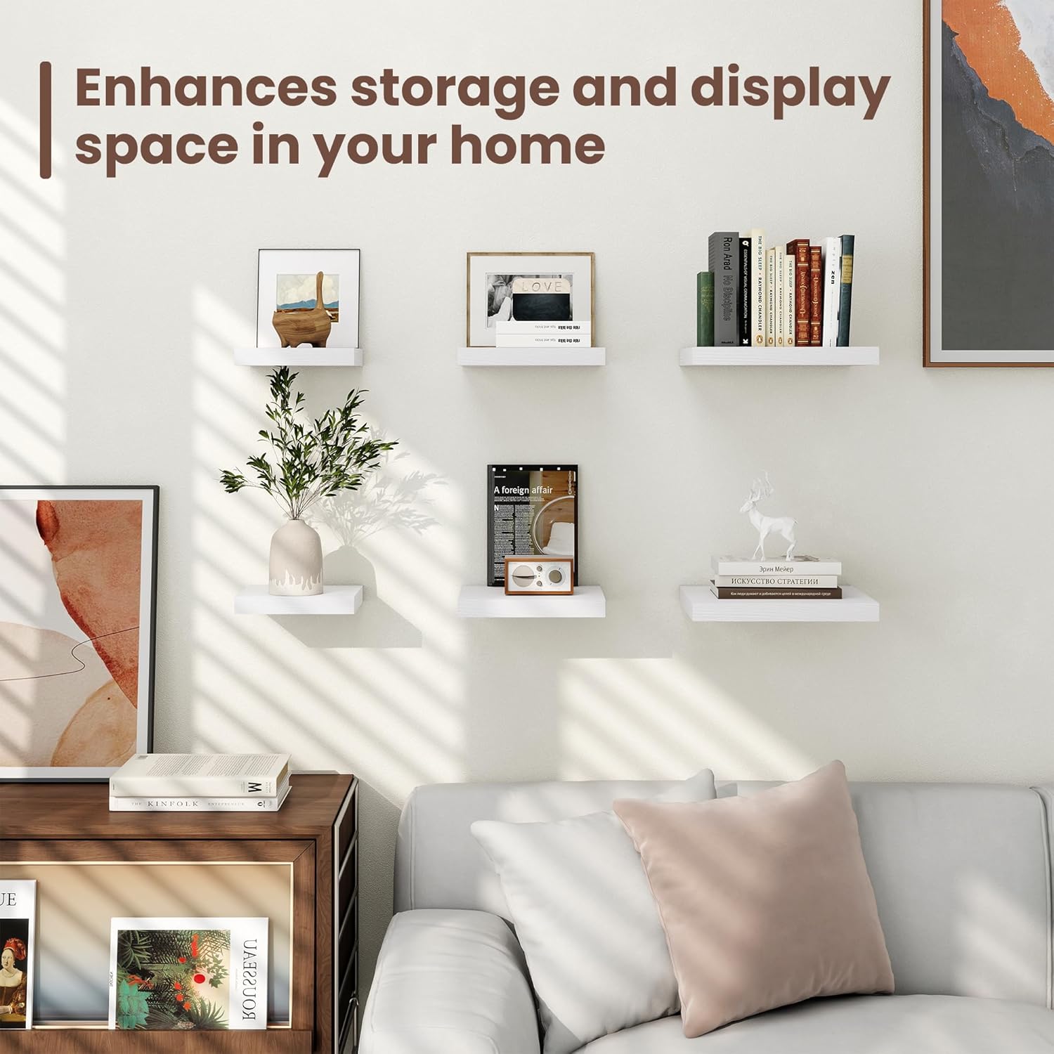 Fun Memories Set of 3 75 Inch Floating Shelves White