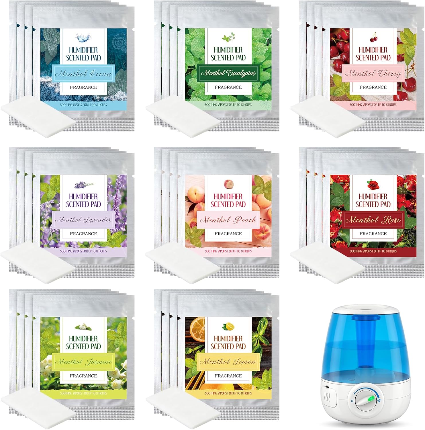 32 Pcs Universal Humidifier Scented Pads with 8 Scents