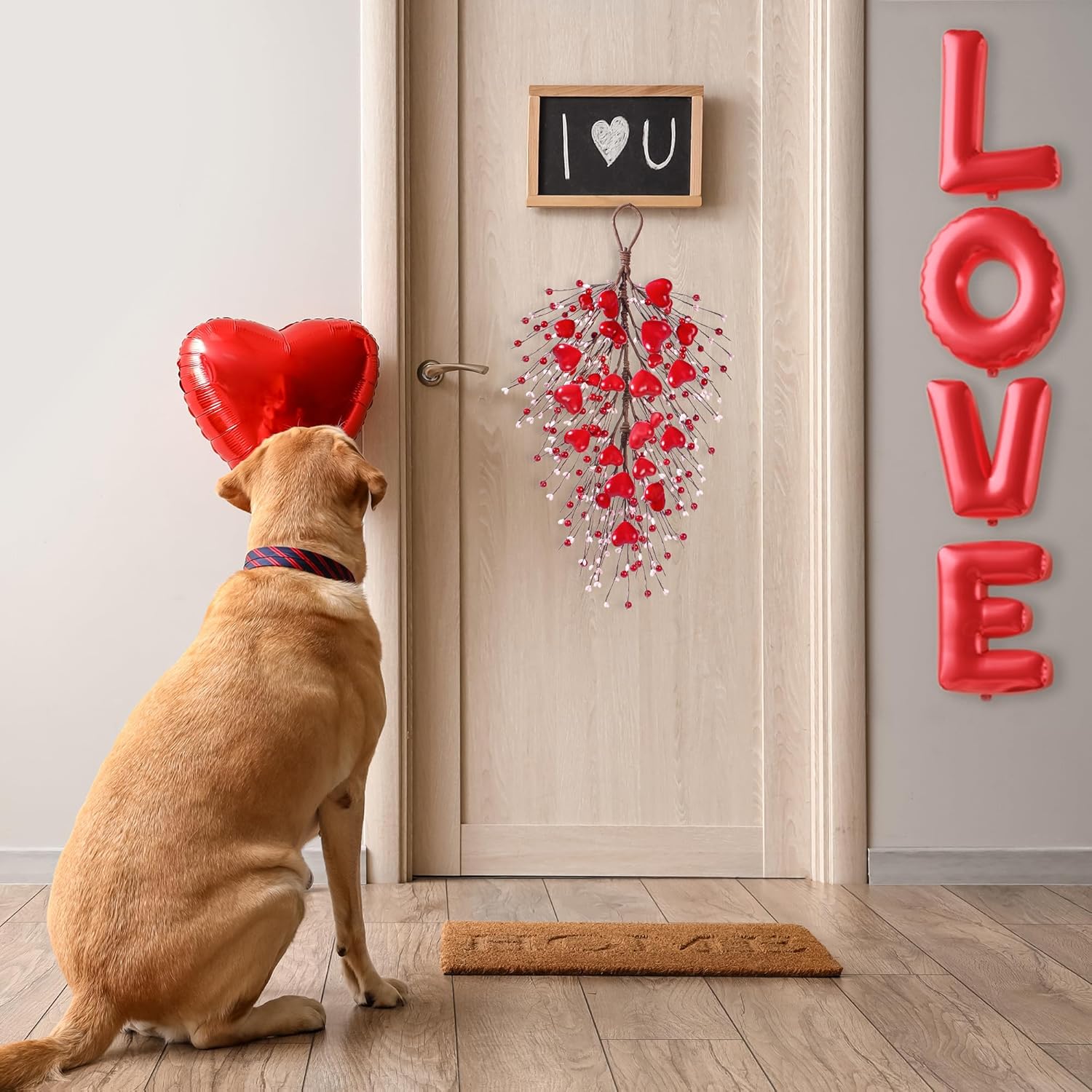24 Heart Shaped Valentines Day Artificial Swag Wall Hanging