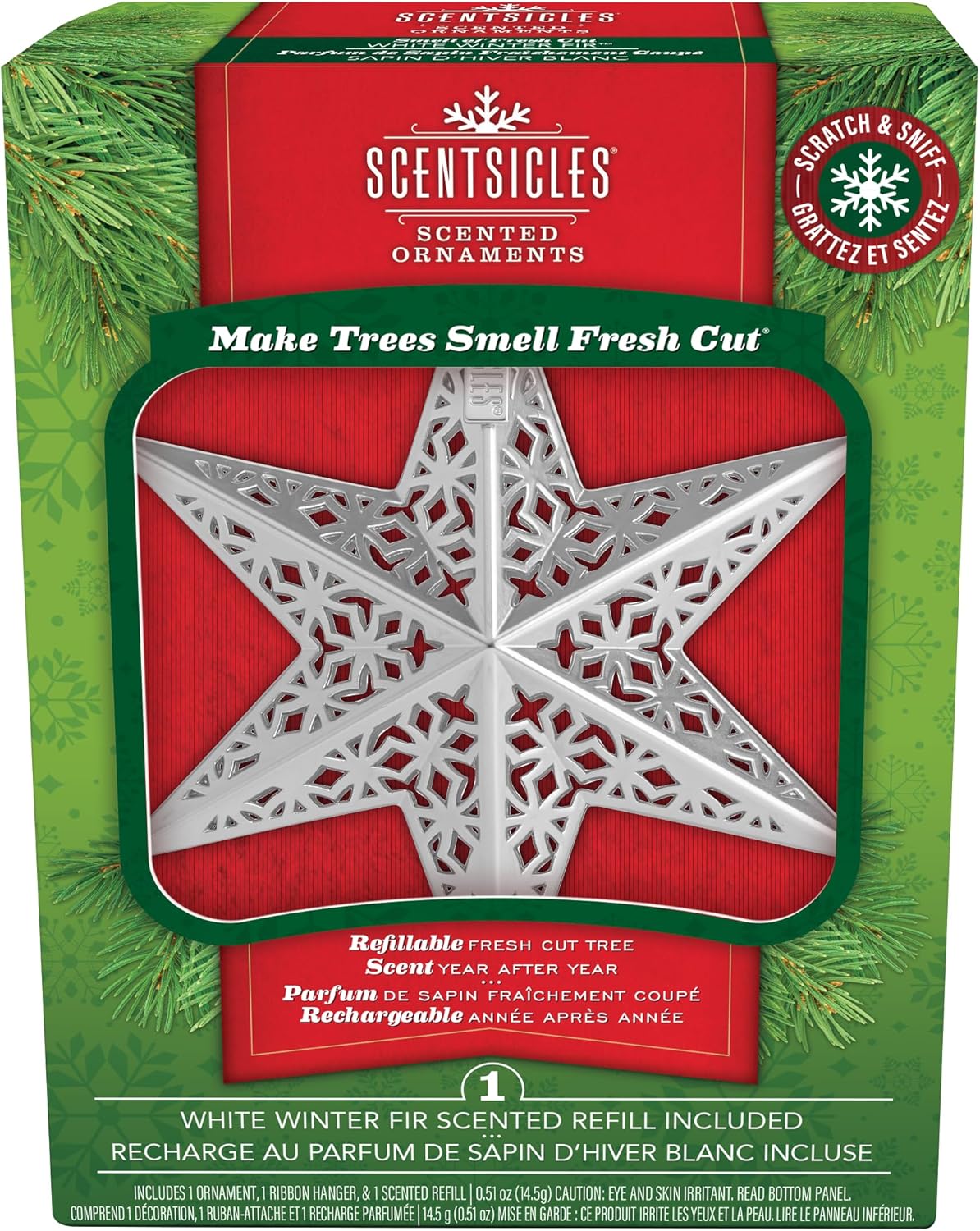 Scentsicles Silver Star Christmas Ornament with Scent Pack