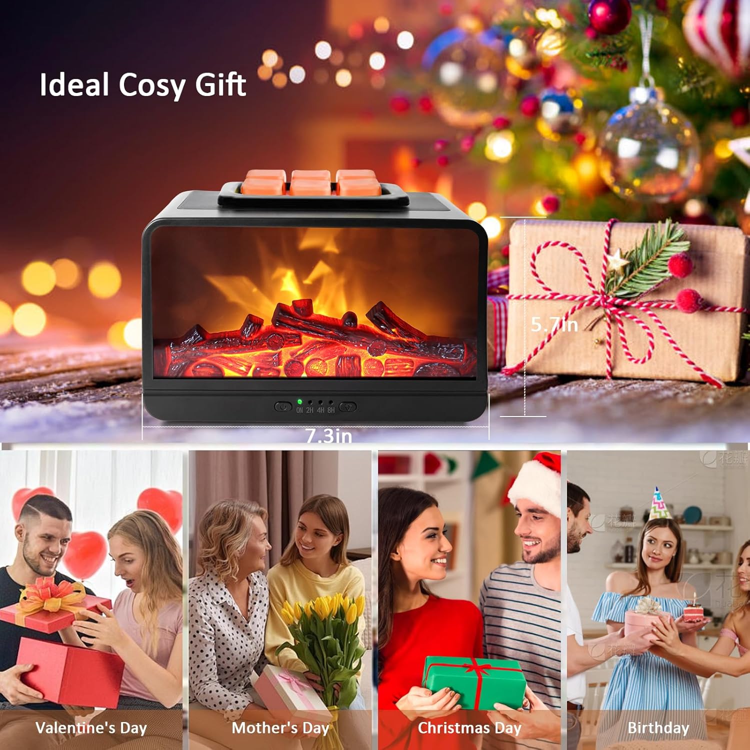 3D Dynamic Flame Electric Wax Warmer with 4 Timers