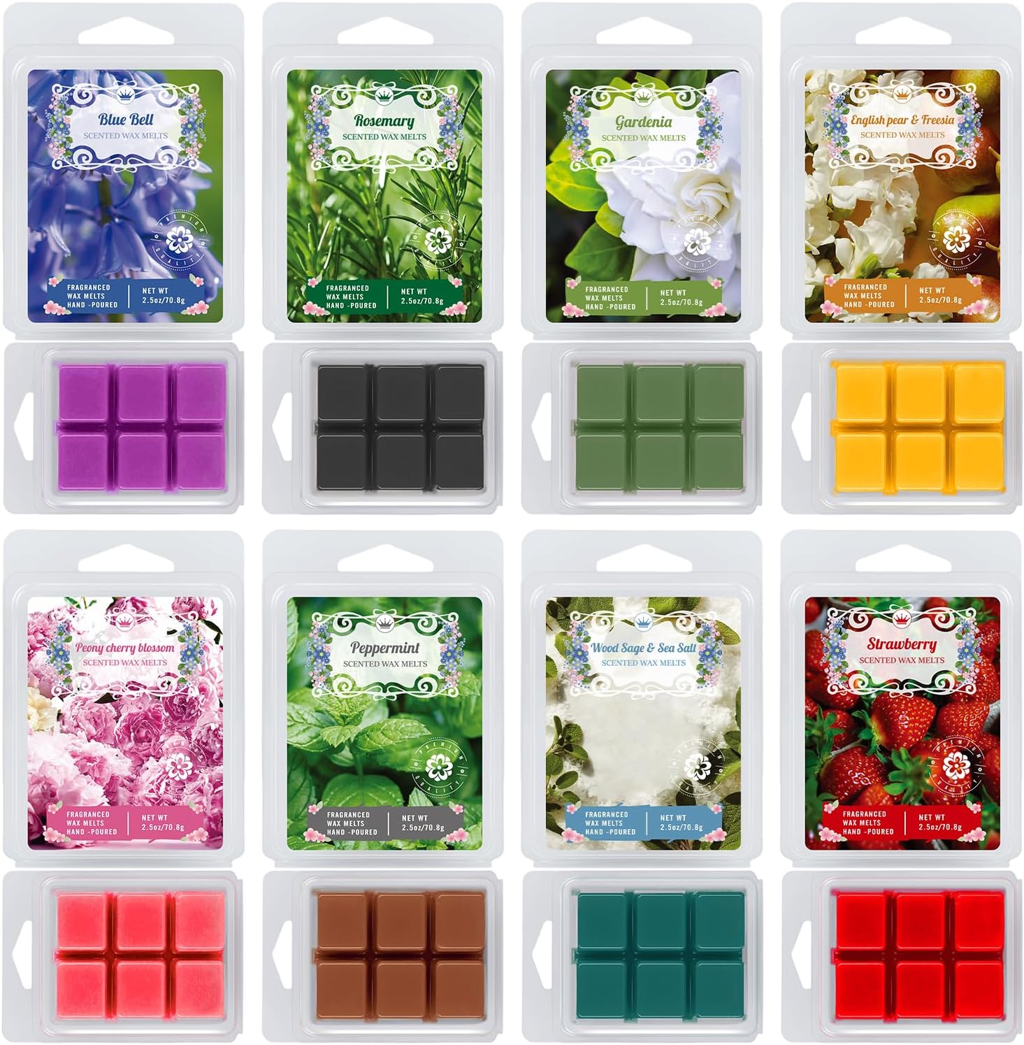 8 Natural Soy Wax Fire-Free Aromatherapy Cubes Gift Box