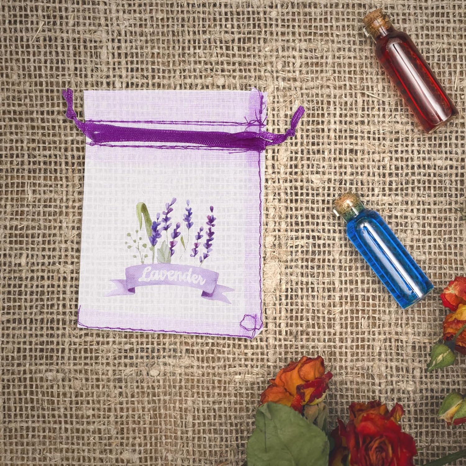 LOGOFUN 20pcs Dark Purple Lavender Sachet Bags