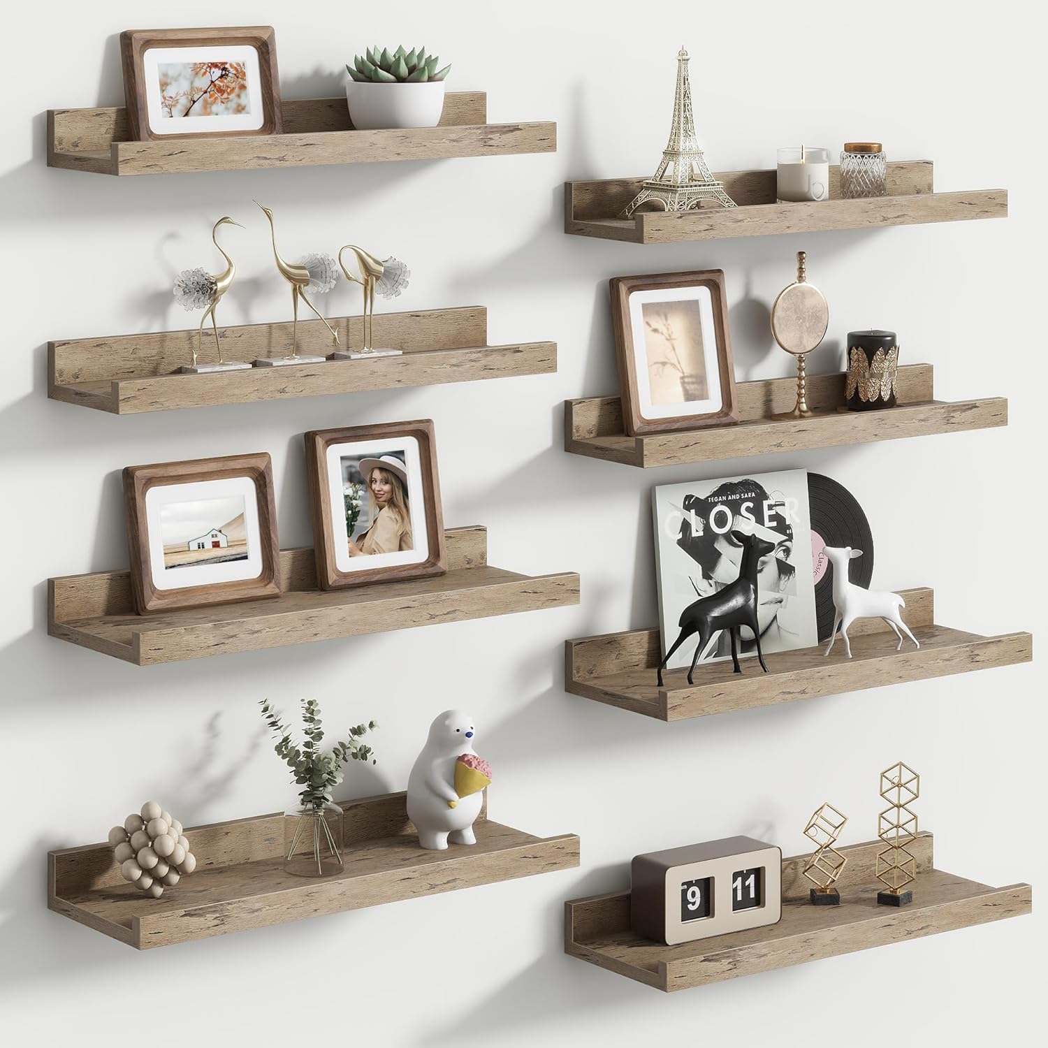 FLYJOE Floating Picture Ledge Shelves Set of 8
