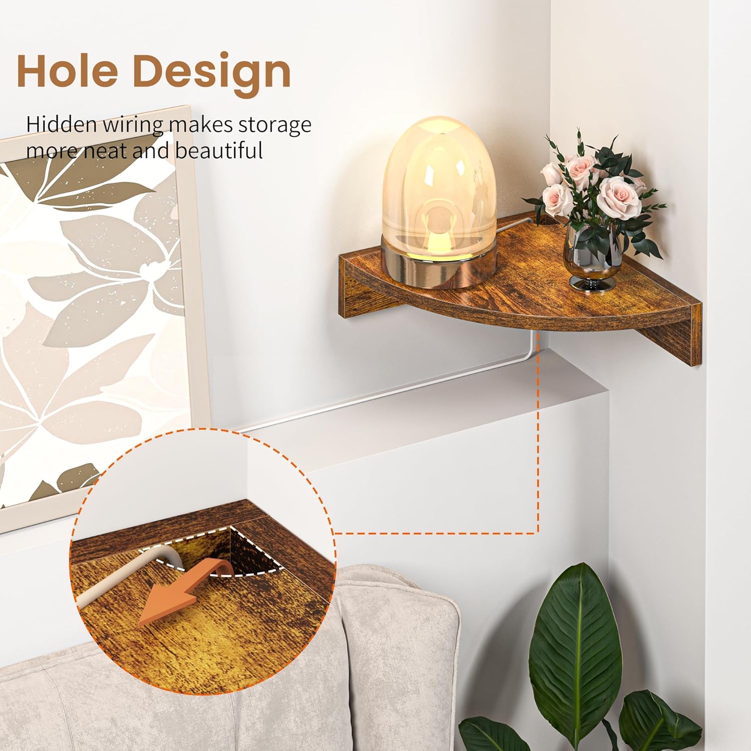 Fun Memories Corner Shelf Wall Mount 3 Pack Brown