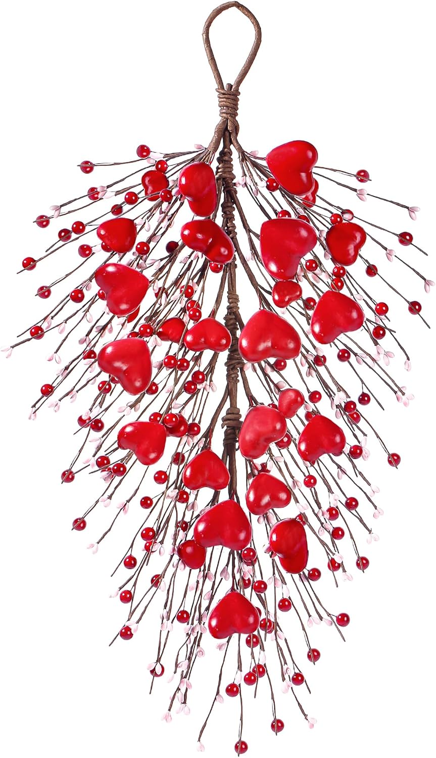 24 Heart Shaped Valentines Day Artificial Swag Wall Hanging