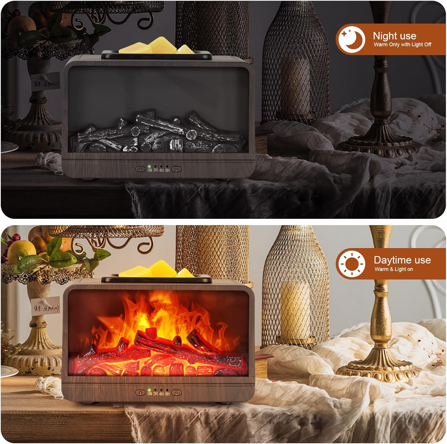 Electric Fireplace Wax Melt Warmer with 4 Timer Auto Shut Off