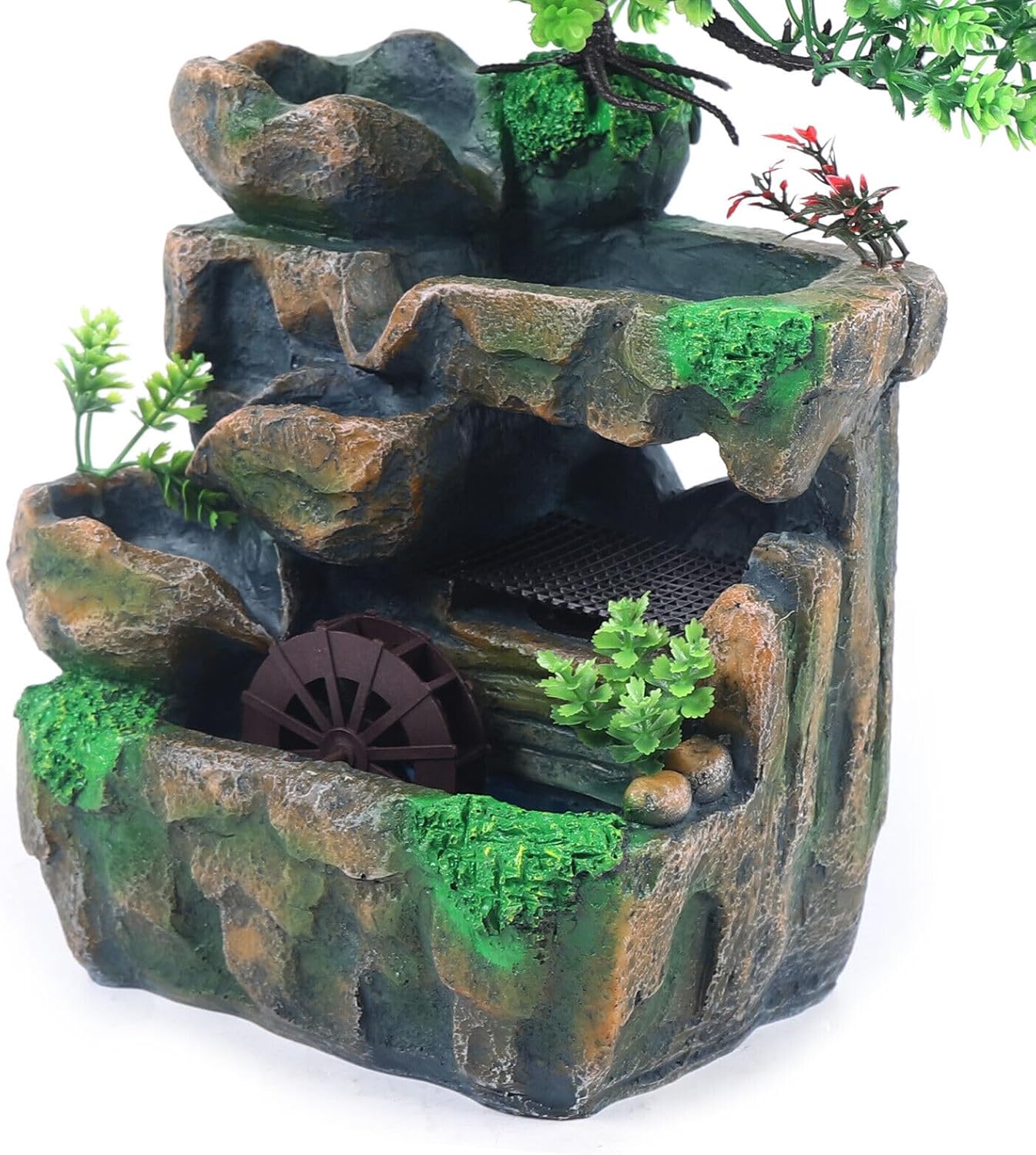 Tabletop Water Fountain with LED Light and Rock Design