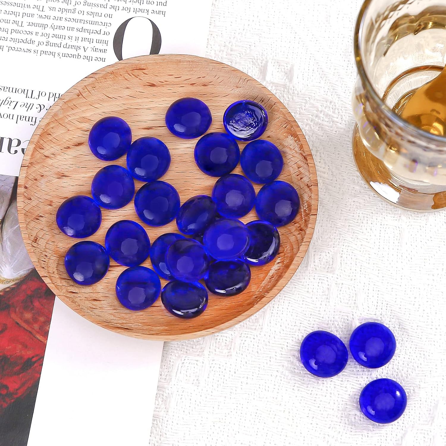 FUTUREPLUSX 1LB Dark Blue Flat Glass Marbles