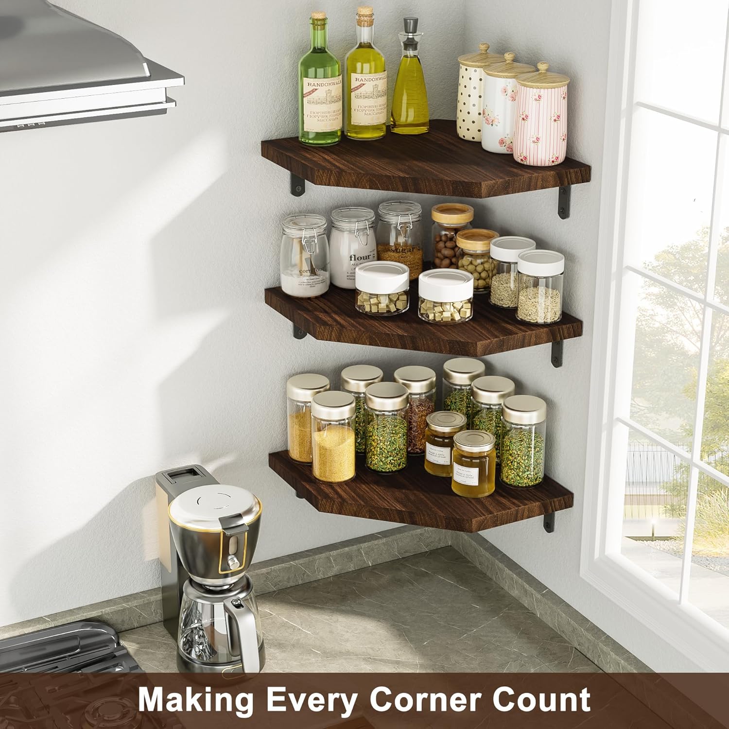 Alsonerbay Corner Shelf Wall Mount Set of 3