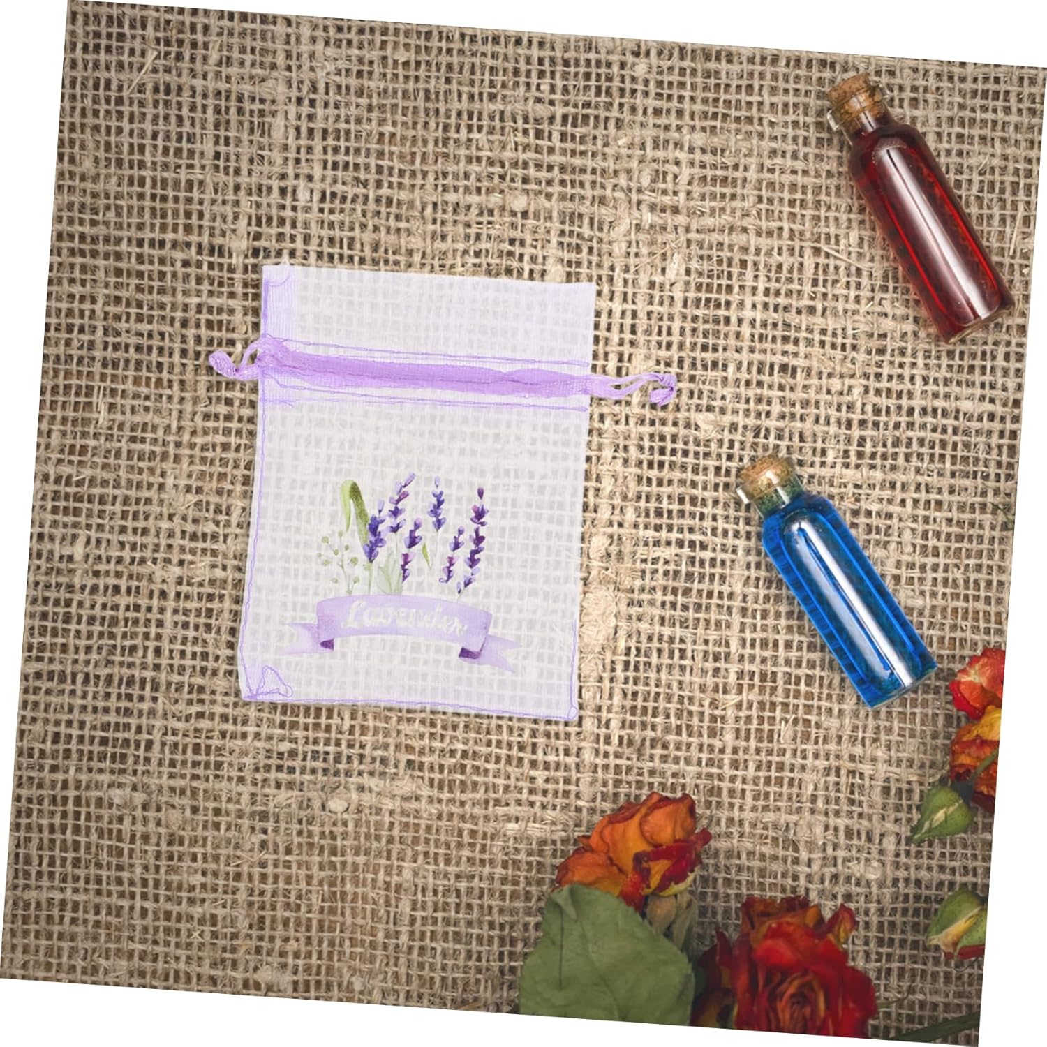 Mobestech 20pcs Lavender Sachets Breathable Drawstring Bags for Home Fragrance Storage