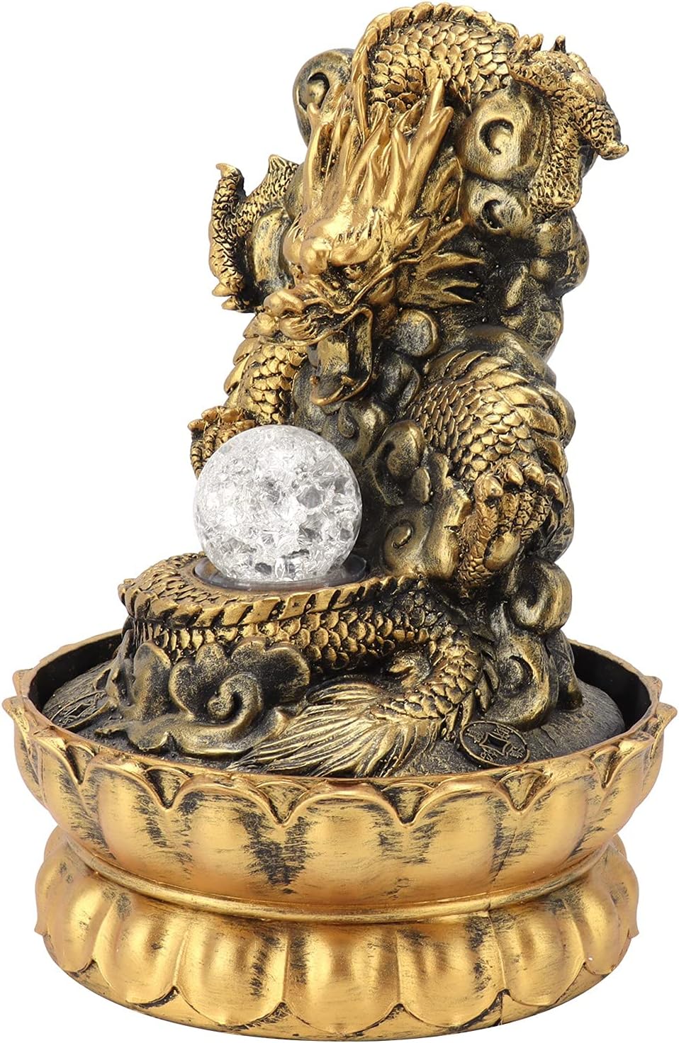 KIMISS Elegant Dragon Statue LED Desktop Water Fountain