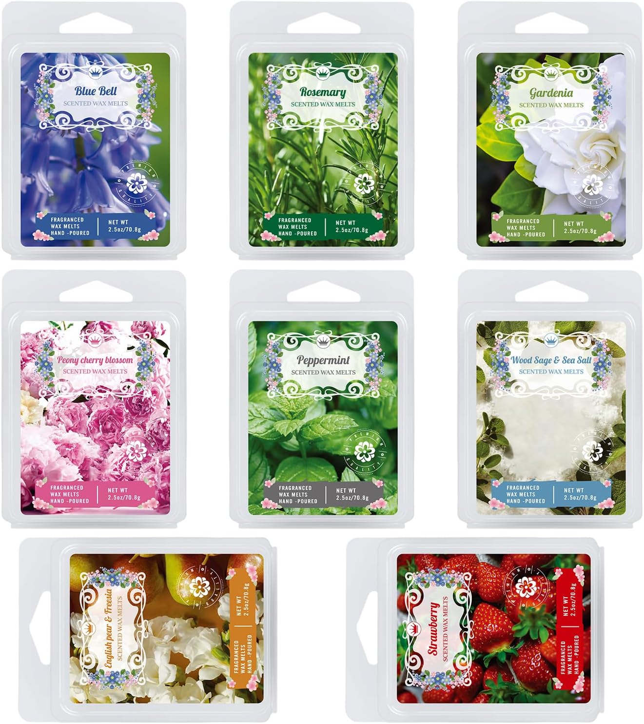 8 Natural Soy Wax Fire-Free Aromatherapy Cubes Gift Box