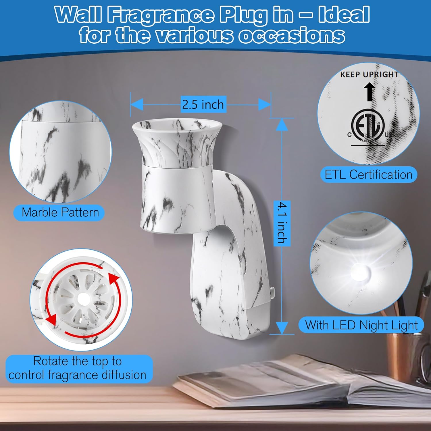4 Pcs Wall Fragrance Plug with Night Light