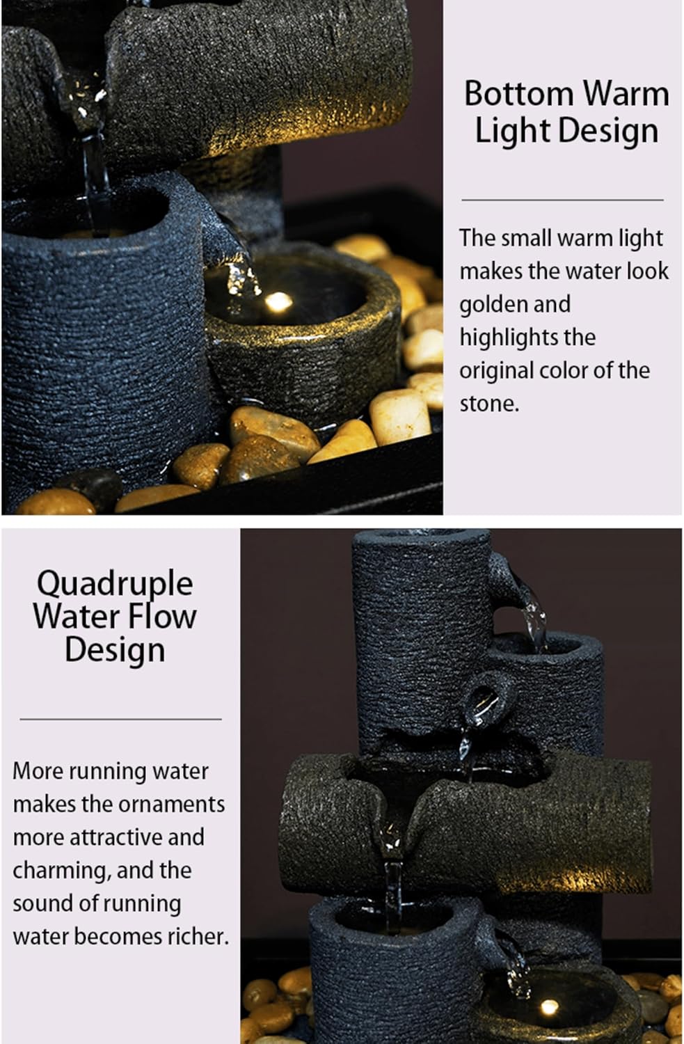 Tabletop Fountain with Waterfall and LED Lights