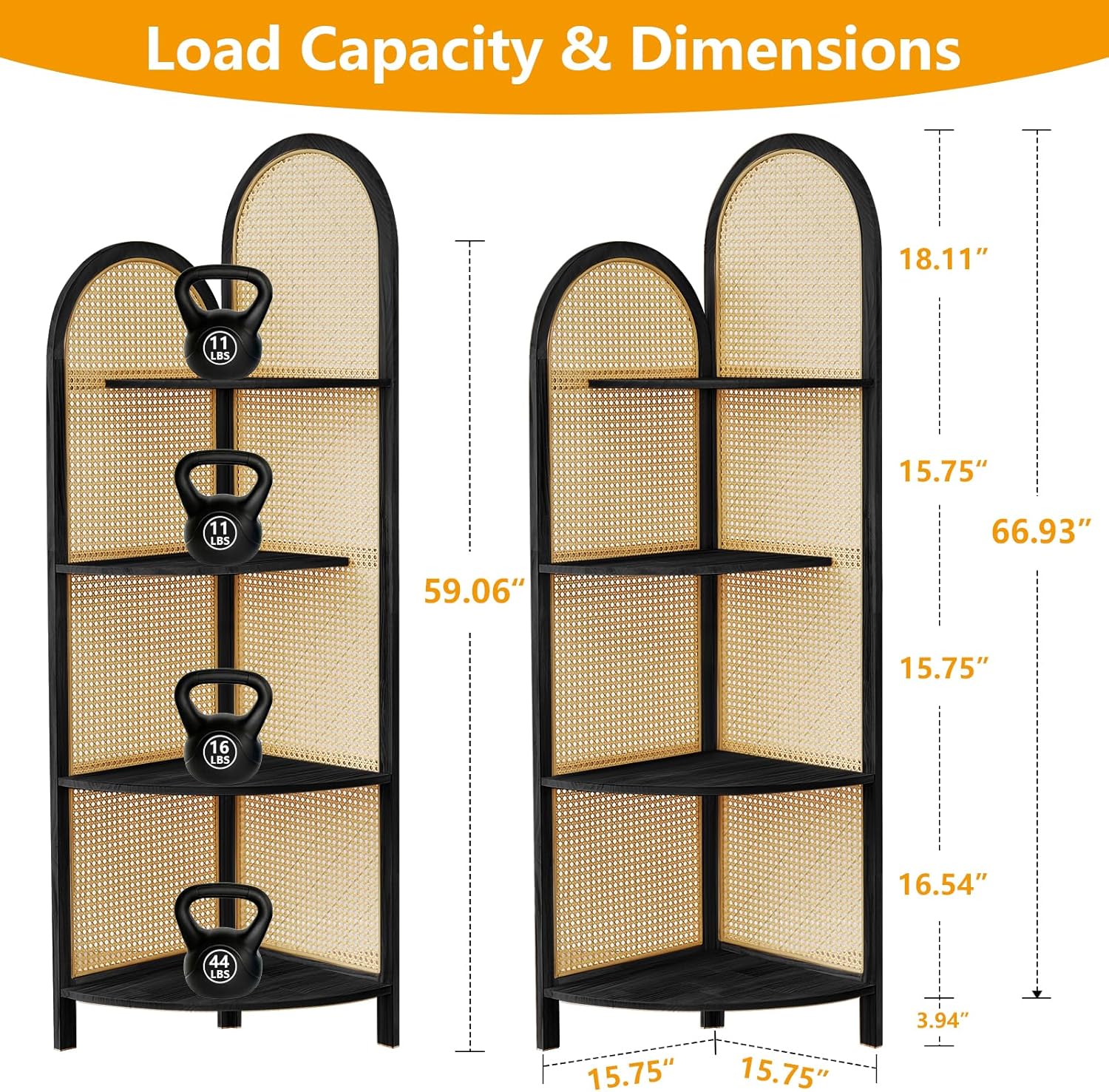 Leesinwing 4 Tier Corner Shelf with Legs Black