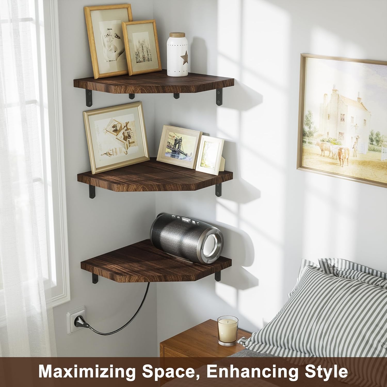 Alsonerbay Corner Shelf Wall Mount Set of 3