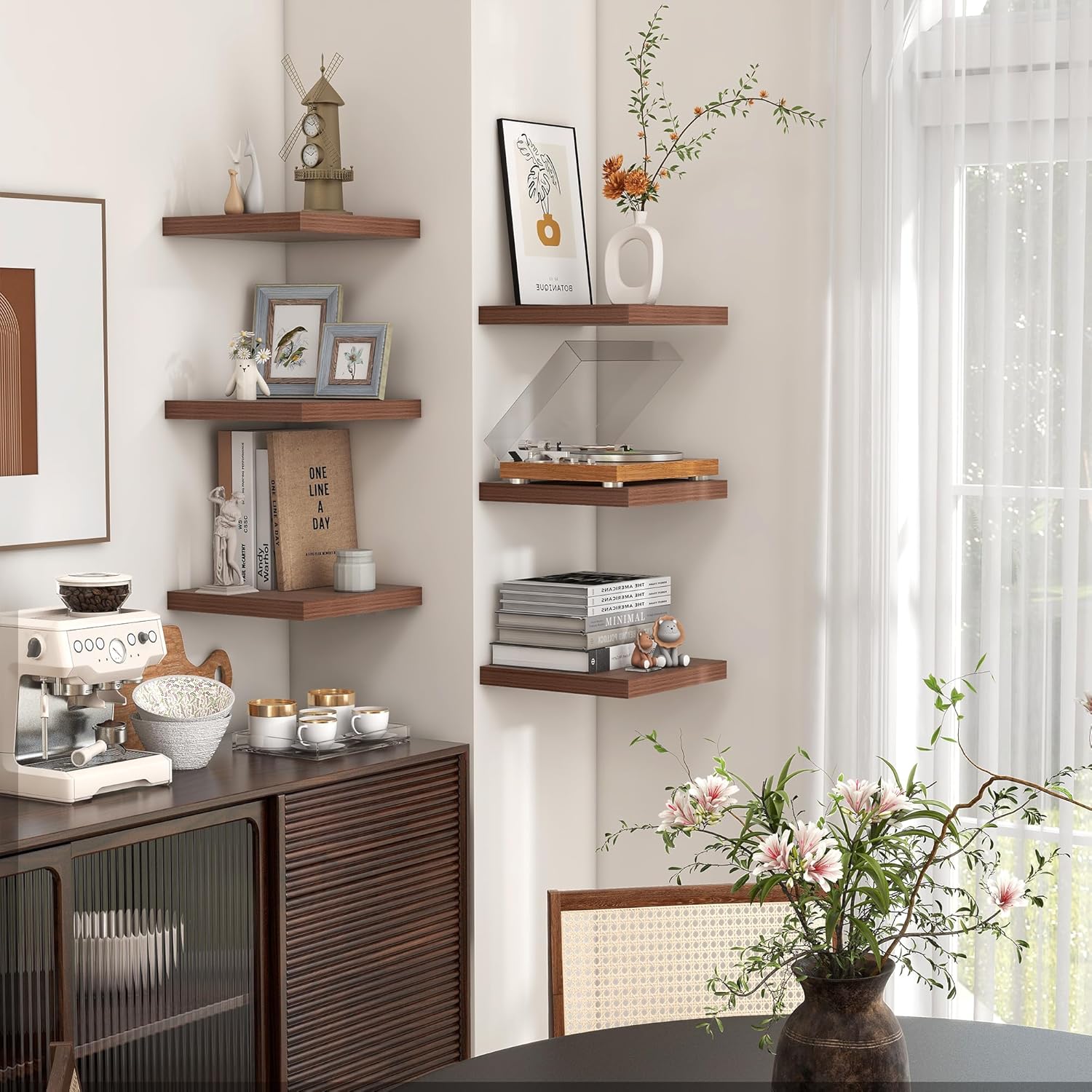 Venusmiles Square Floating Shelves 3 Pack Walnut