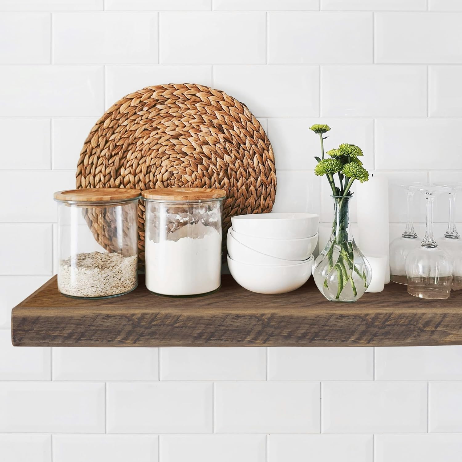 Reclaimed Wood Floating Shelf with Hidden Bracket