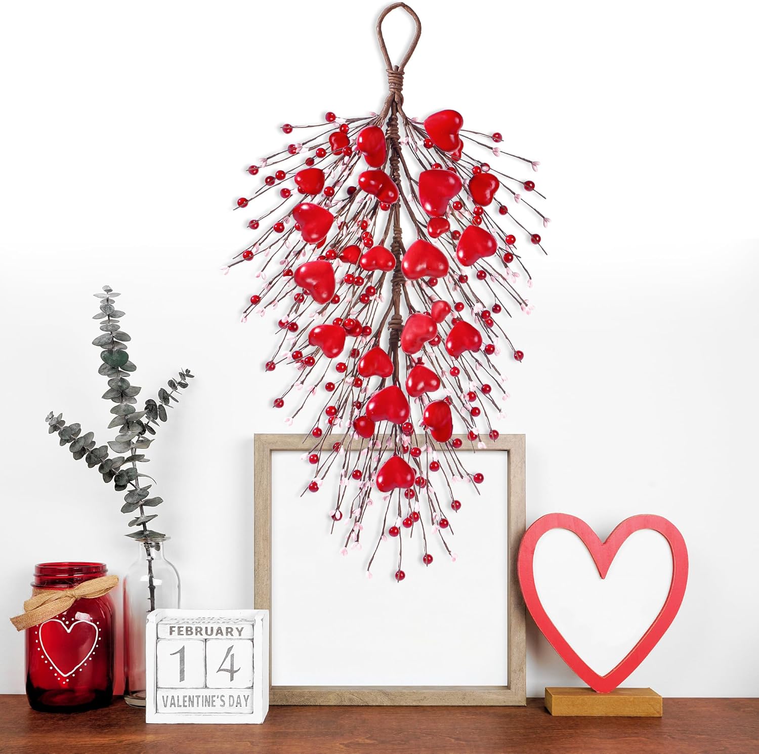 24 Heart Shaped Valentines Day Artificial Swag Wall Hanging