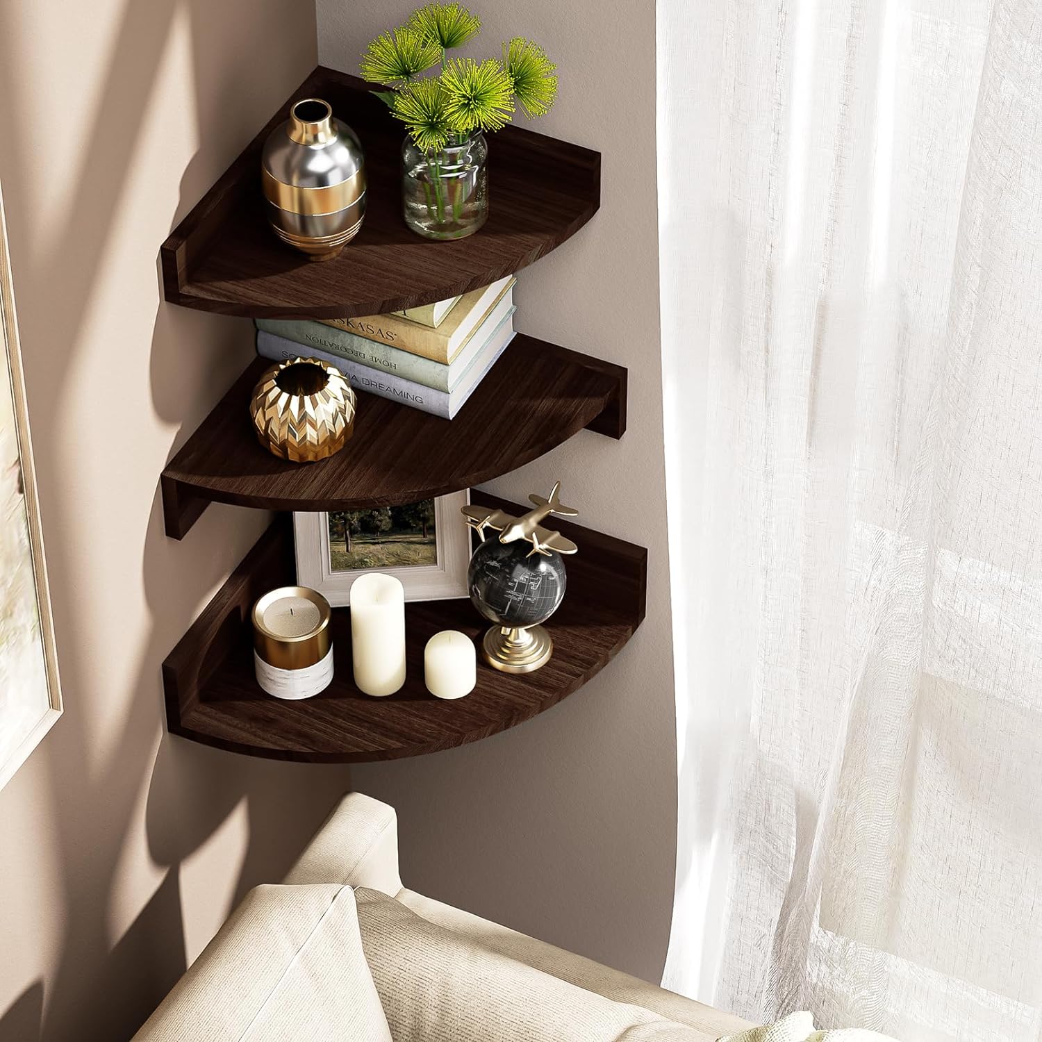 Alsonerbay Corner Shelf Wall Mount Set of 3 1