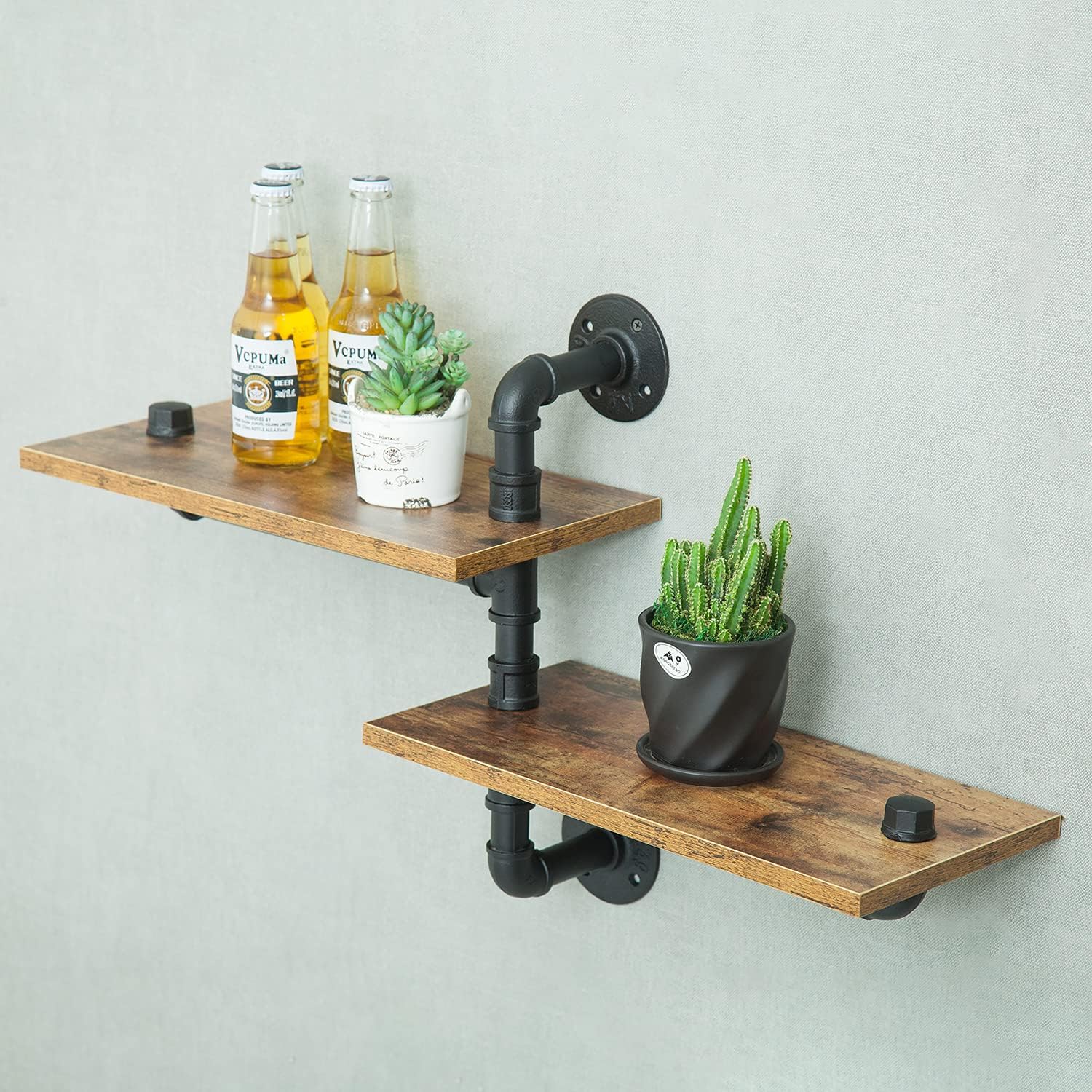 MAIKAILUN 2 Tier Industrial Shelves Wall Mounted