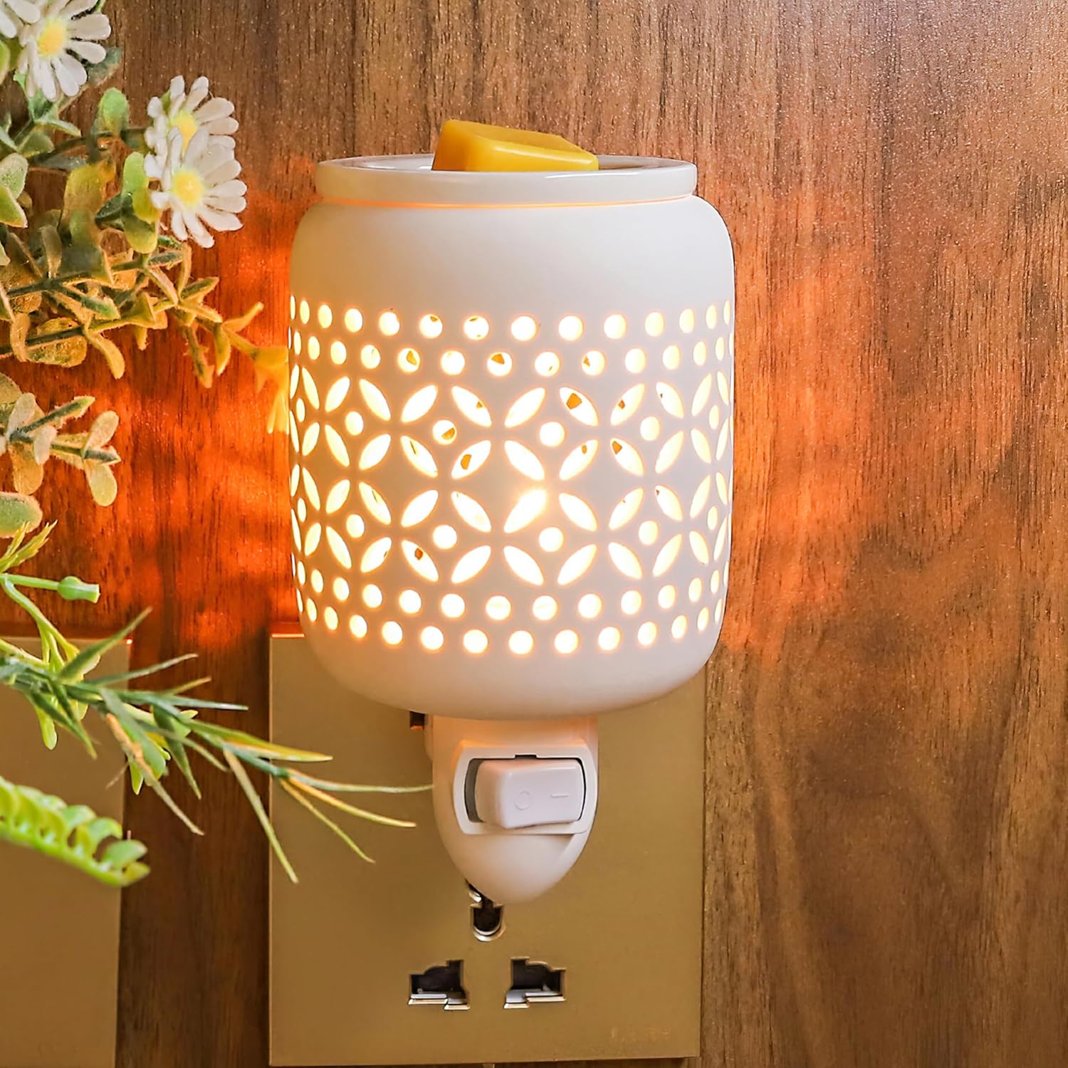 CVHOMEDECO Wall Plug-in Wax Melt Warmer with Night Light