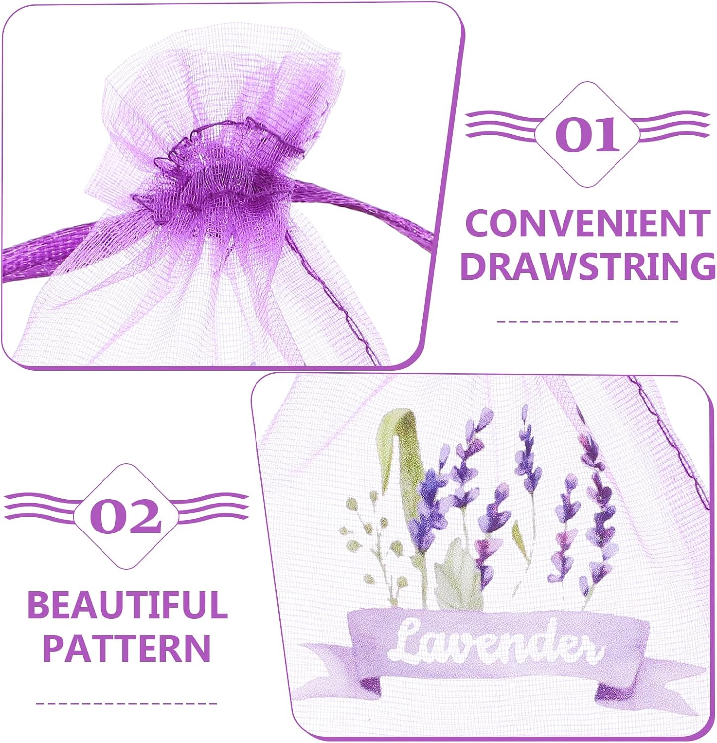 LOGOFUN 20pcs Dark Purple Lavender Sachet Bags