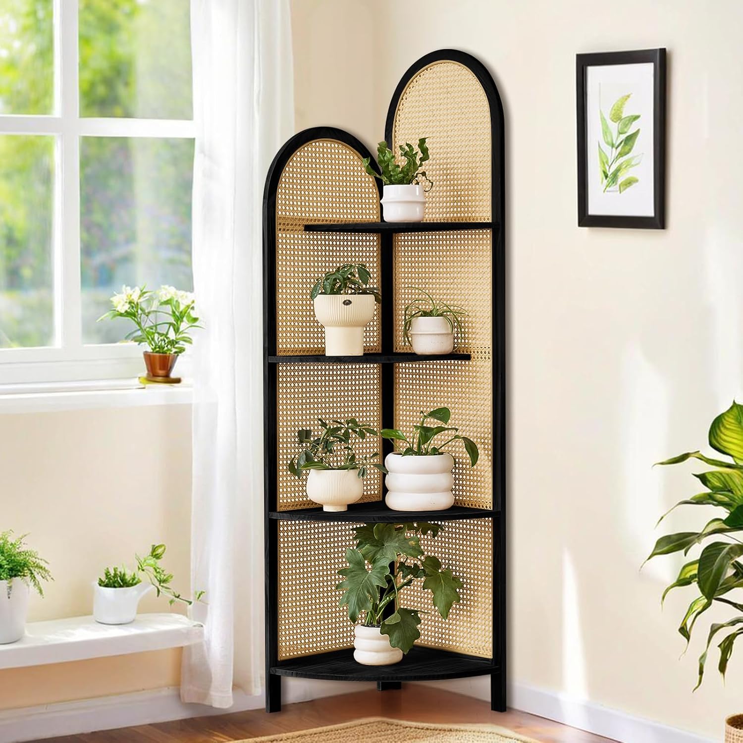 Leesinwing 4 Tier Corner Shelf with Legs Black