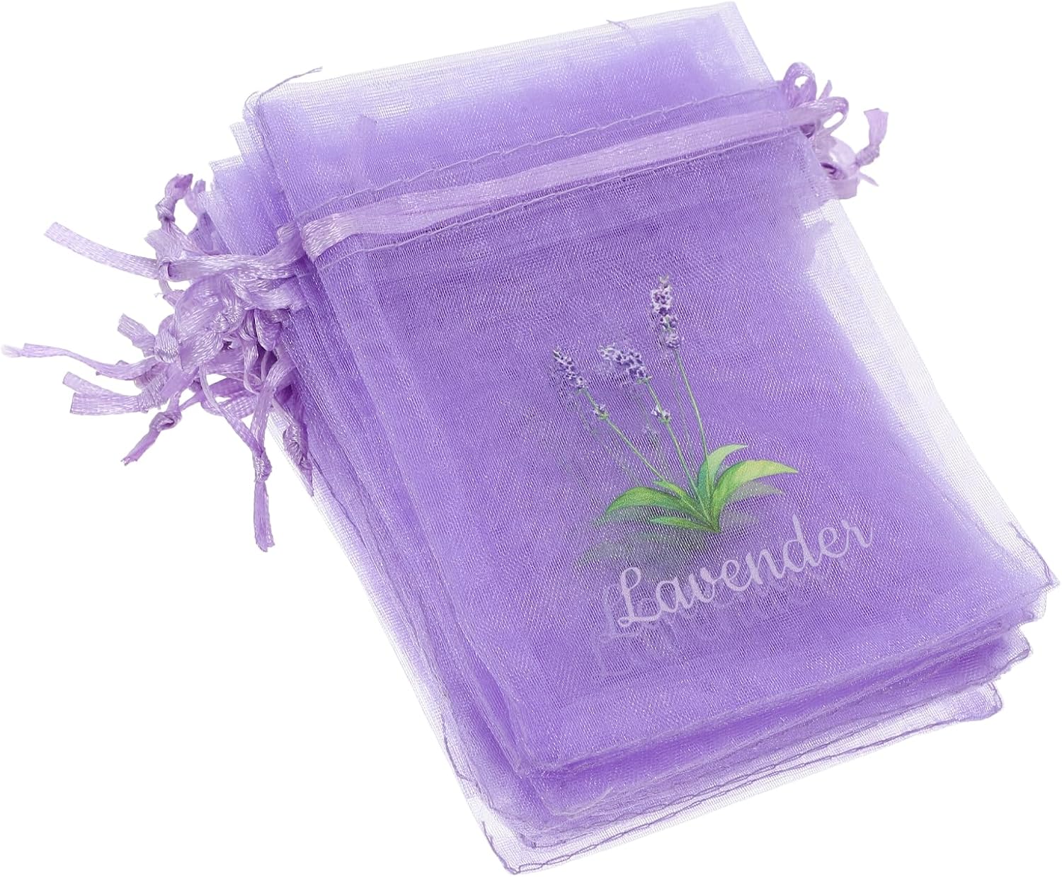 LOGOFUN 20PCS Lavender Sachet Drawstring Bags - Light Purple