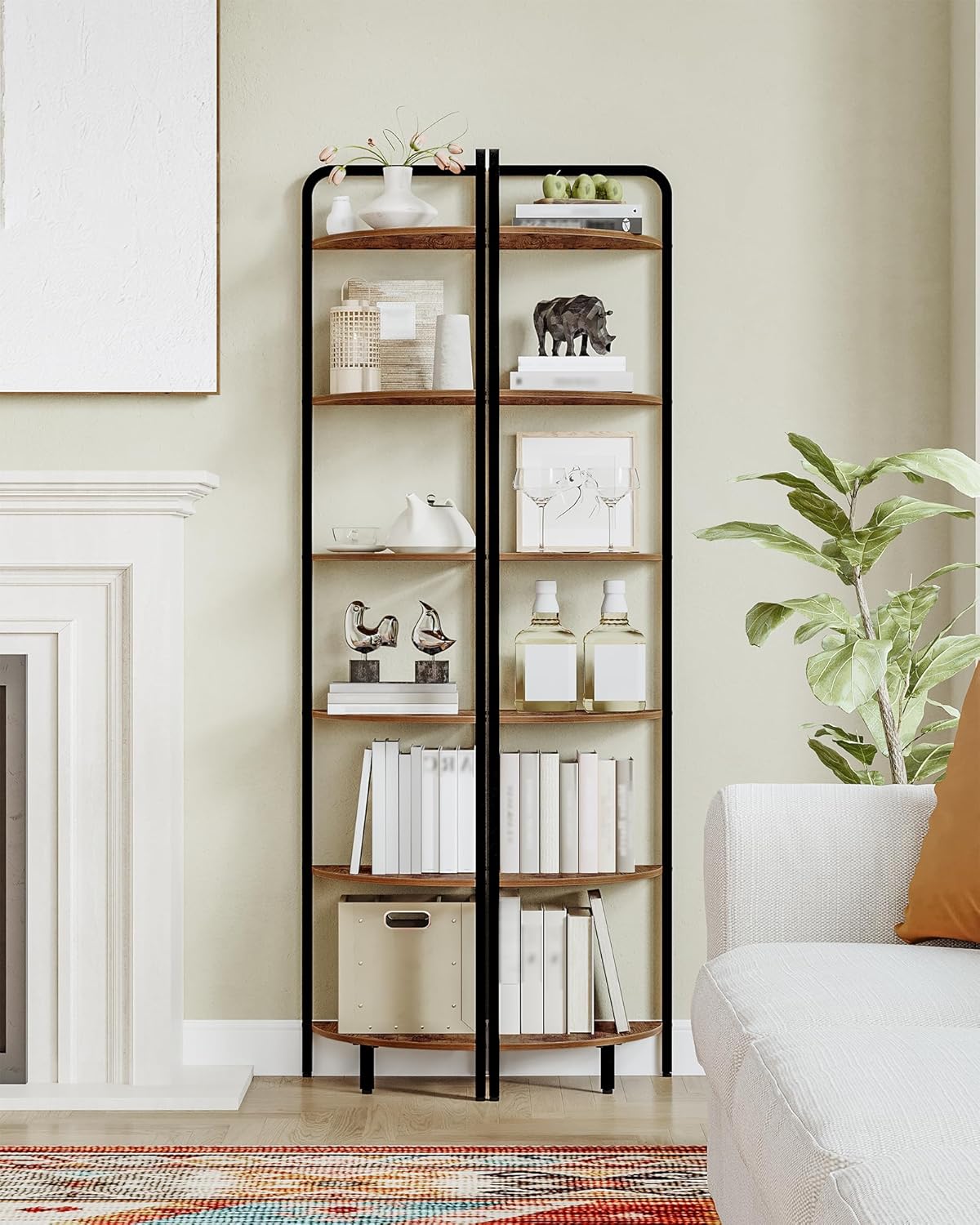 Corner Shelf Stand with 6 Tiers and Metal Frame