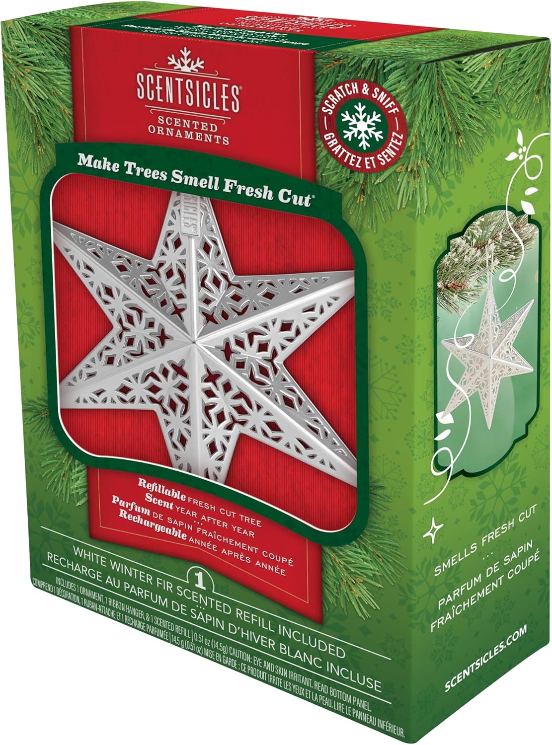 Scentsicles Silver Star Christmas Ornament with Scent Pack
