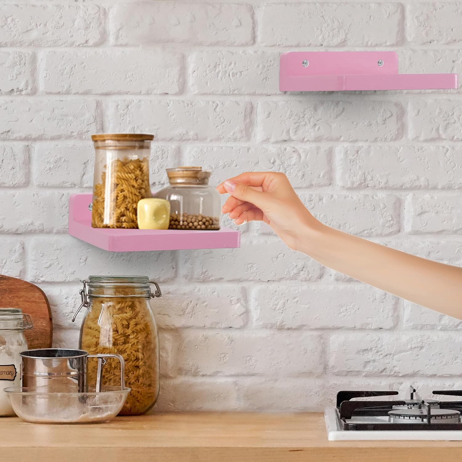 NIUBEST 3 Pack 5 Inch Floating Shelves Pink