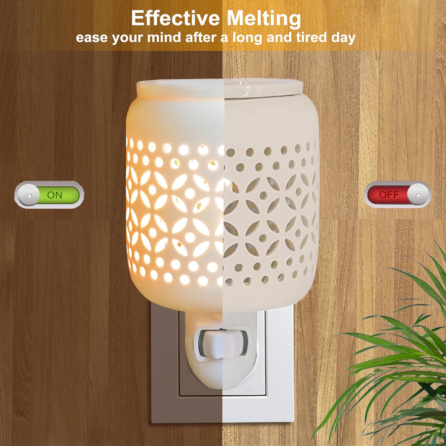 CVHOMEDECO Wall Plug-in Wax Melt Warmer with Night Light