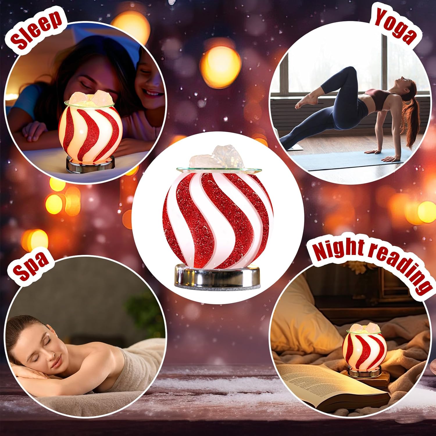 Christmas Candy Wax Melt Warmer - Festive Fragrance Lamp for Home Office
