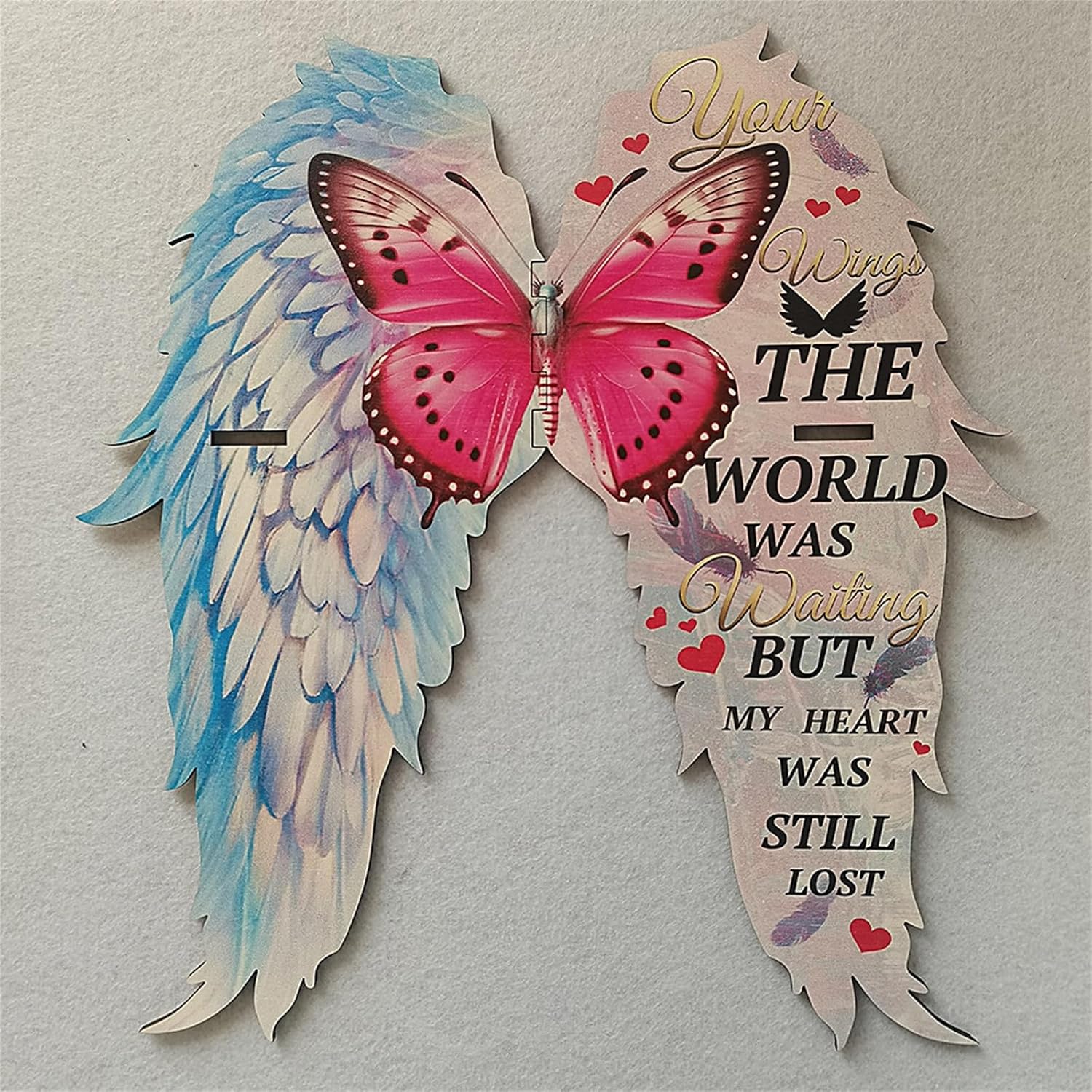 Pink Floating Corner Shelf with Butterfly Design