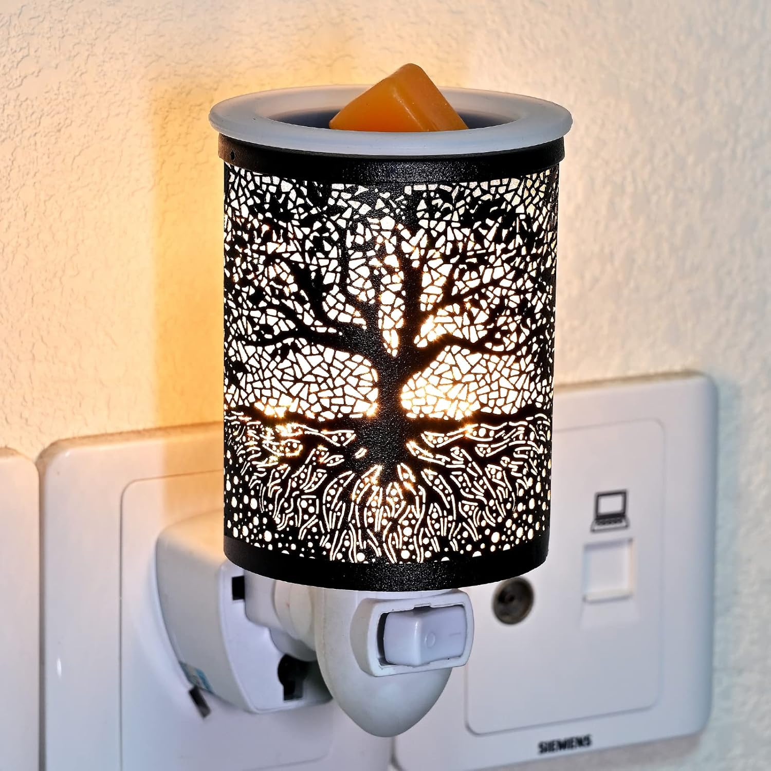 ASAWASA Metal Wall-Plug Wax Warmer with Night Light Function