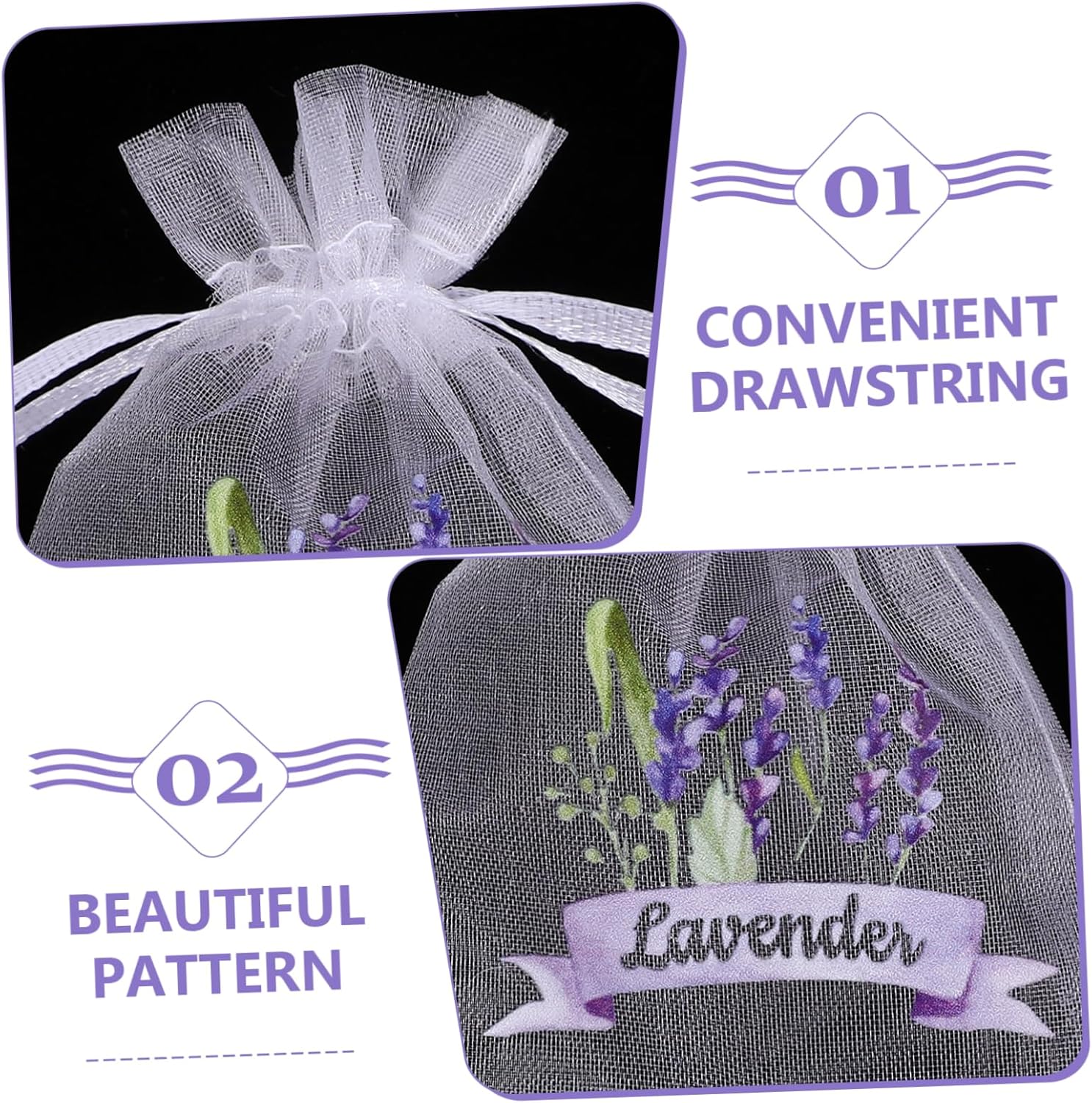 BESPORTBLE 20pcs Mesh Lavender Sachet Bags with Drawstring Closure