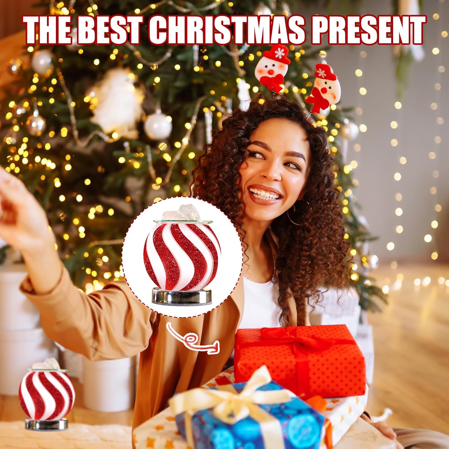 Christmas Candy Wax Melt Warmer - Festive Fragrance Lamp for Home Office