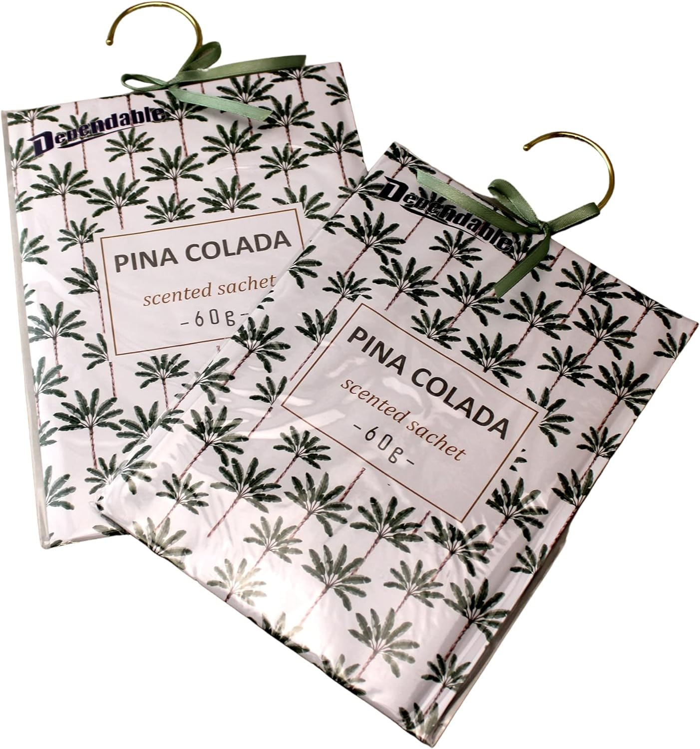 2 Pack Large Hanging Closet Sachet with Bow and Metal Hanger Pina Colada