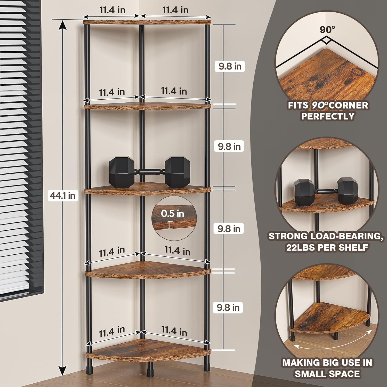 Greatseas 5 Tier Tall Corner Plant Stand Shelf