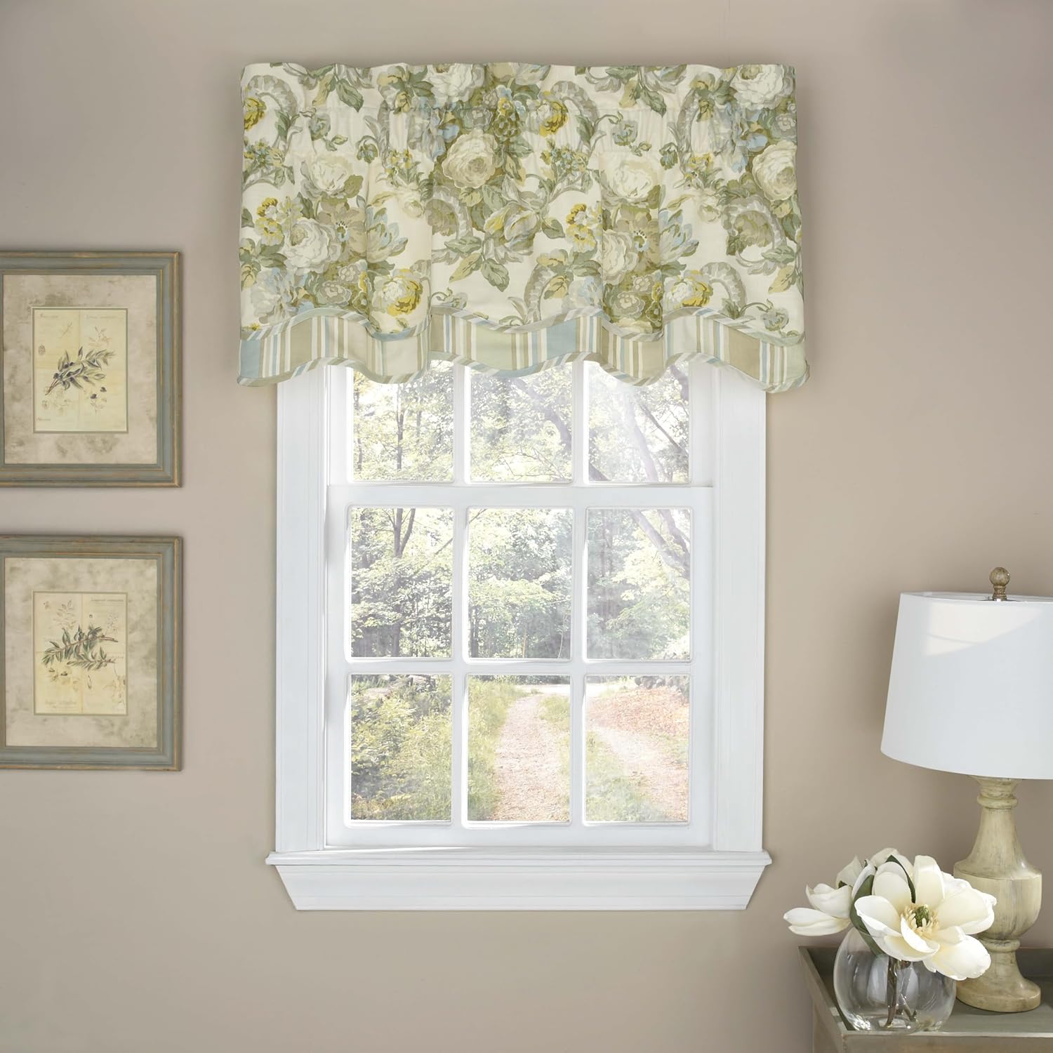 Waverly Spring Bling Floral Rod Pocket Valance 52x18 Platinum